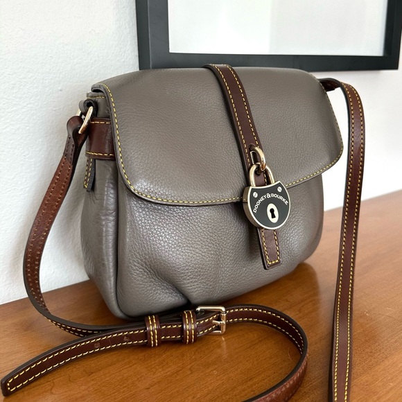 Dooney & Bourke Gray Leather Crossbody Bag - Picture 3 of 8